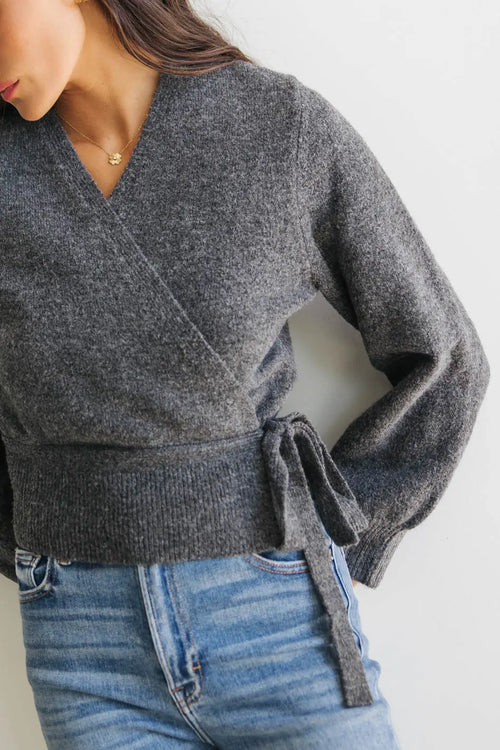 Addie Wrap Cardigan in Charcoal - FINAL SALE