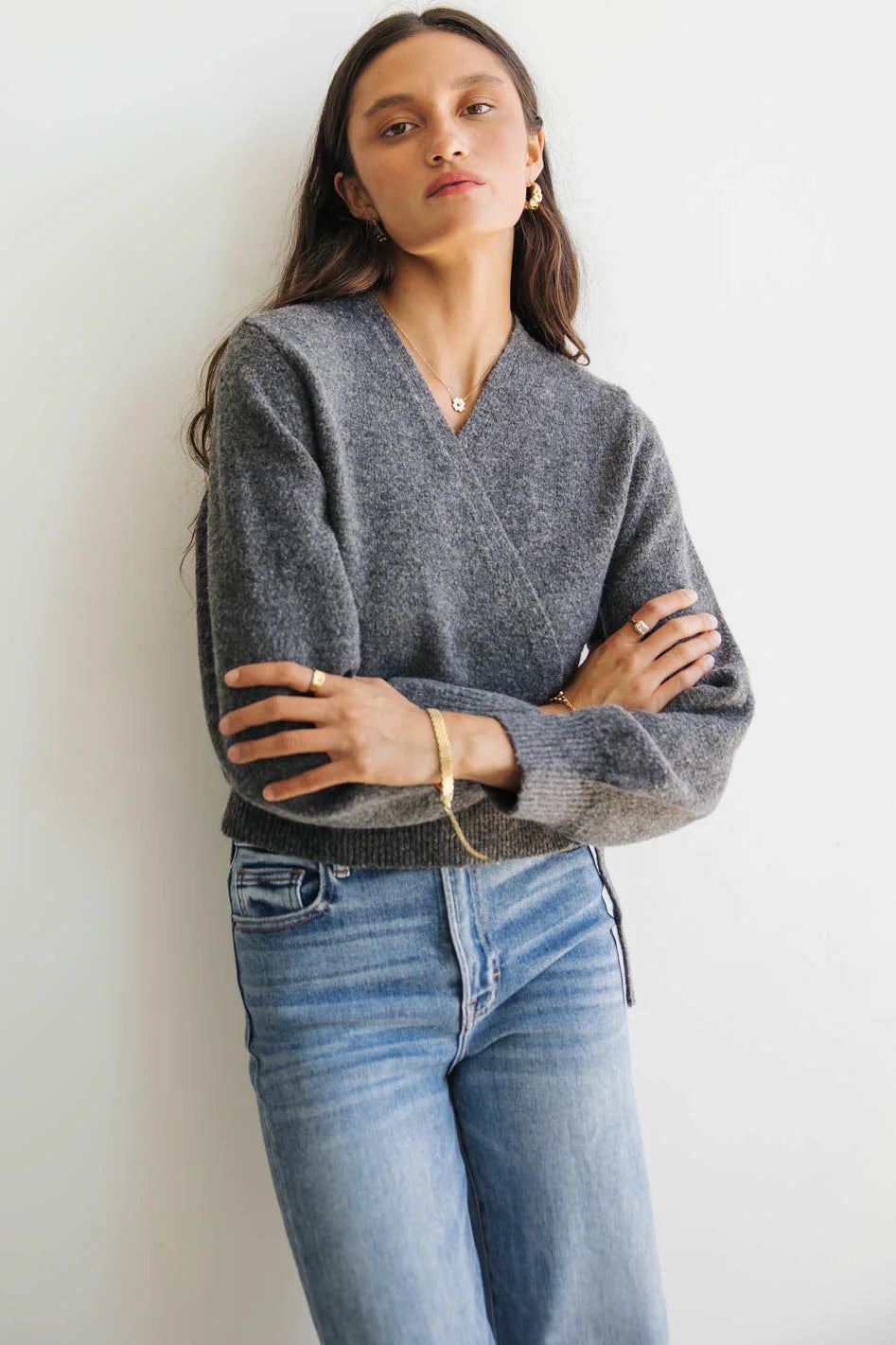 Addie Wrap Cardigan in Charcoal - FINAL SALE