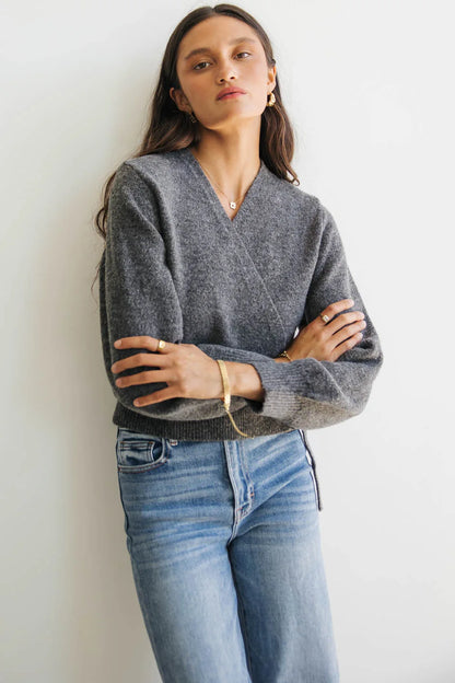 Addie Wrap Cardigan in Charcoal - FINAL SALE