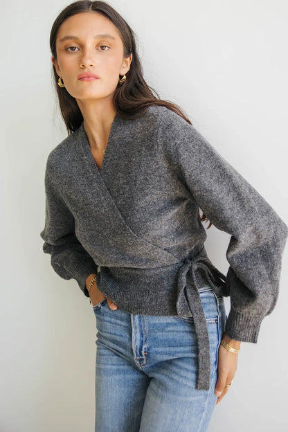 Addie Wrap Cardigan in Charcoal - FINAL SALE