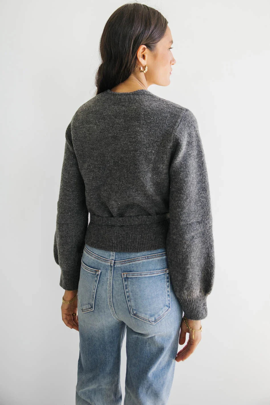 Addie Wrap Cardigan in Charcoal - FINAL SALE