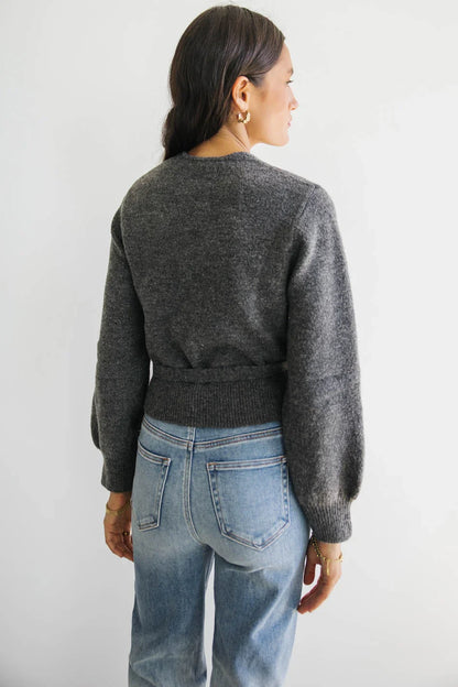 Addie Wrap Cardigan in Charcoal - FINAL SALE