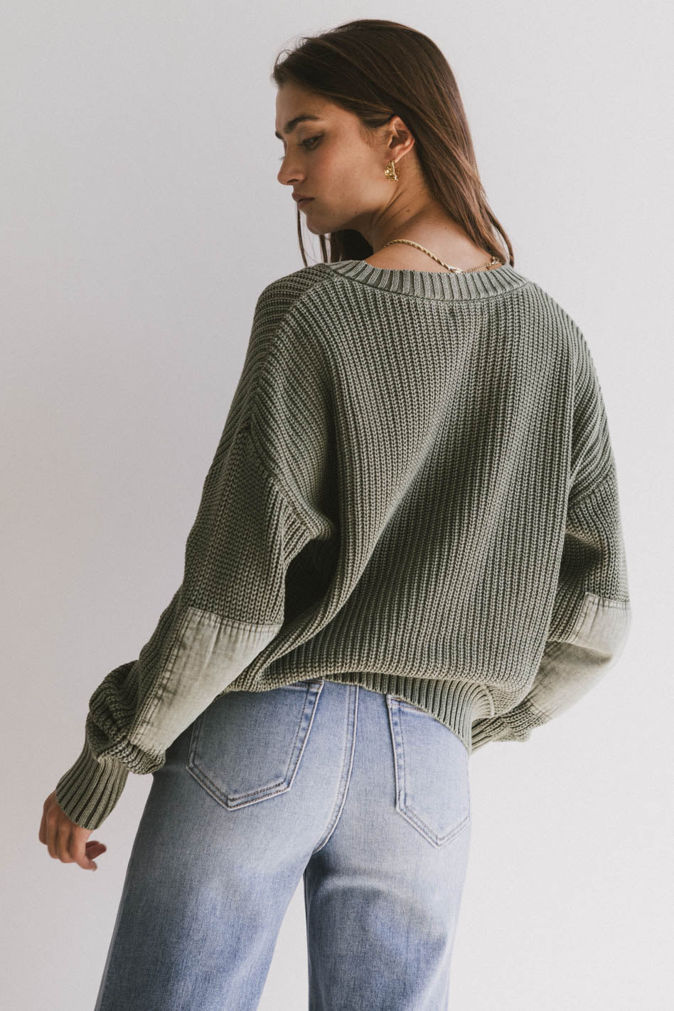 Inda Henley Sweater in Olive - FINAL SALE