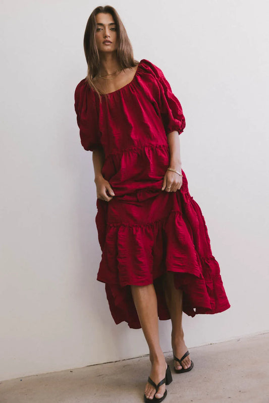 Corinne Tiered Maxi Dress in Red - FINAL SALE