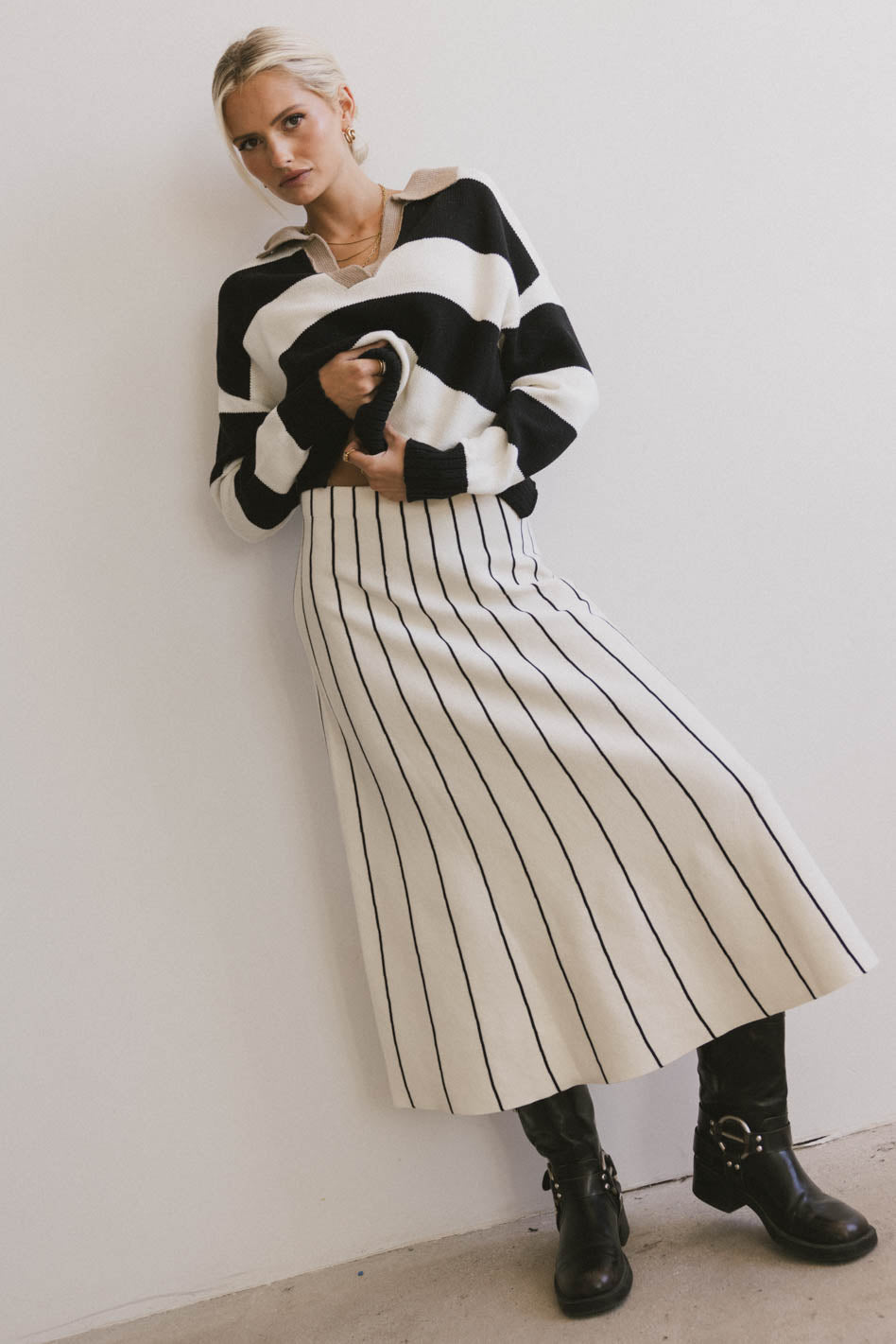 Akari Striped Sweater in Ivory - FINAL SALE