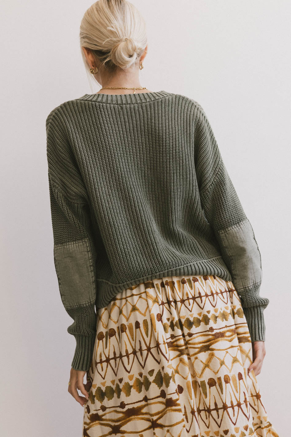 Inda Henley Sweater in Olive - FINAL SALE