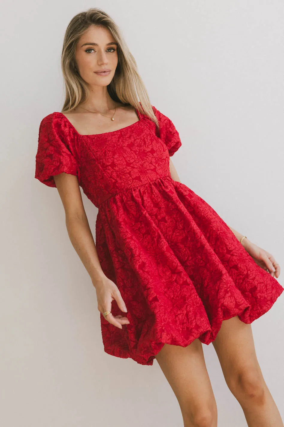 Aisling Bubble Mini Dress in Red - FINAL SALE