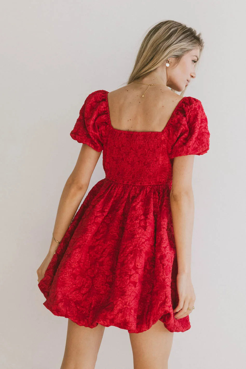 Aisling Bubble Mini Dress in Red - FINAL SALE