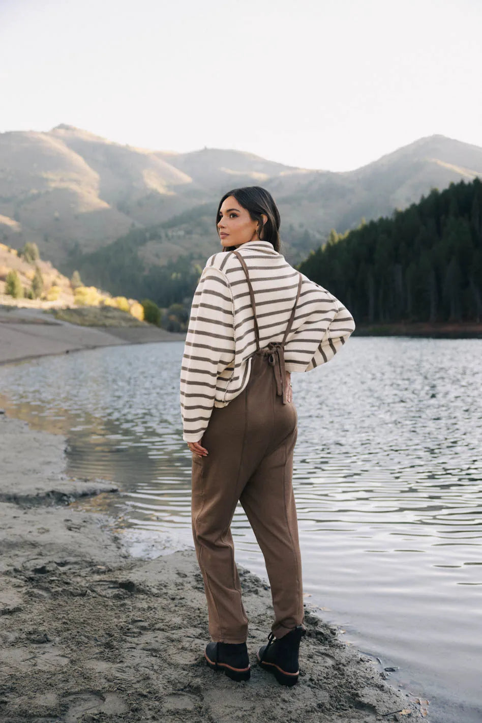 Harper Striped Cardigan in Olive - FINAL SALE