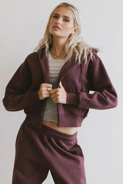 Ezra Zip Up in Burgundy - FINAL SALE