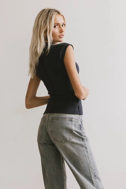 Huxley Cap Sleeve Top in Navy - FINAL SALE