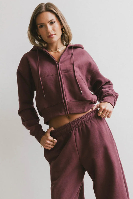 Ezra Zip Up in Burgundy - FINAL SALE