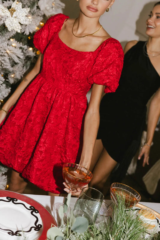 Aisling Bubble Mini Dress in Red - FINAL SALE