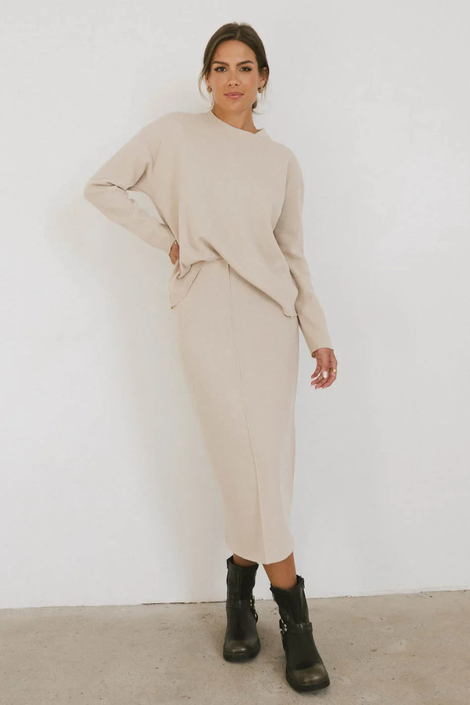 Harden Midi Skirt in Taupe - FINAL SALE