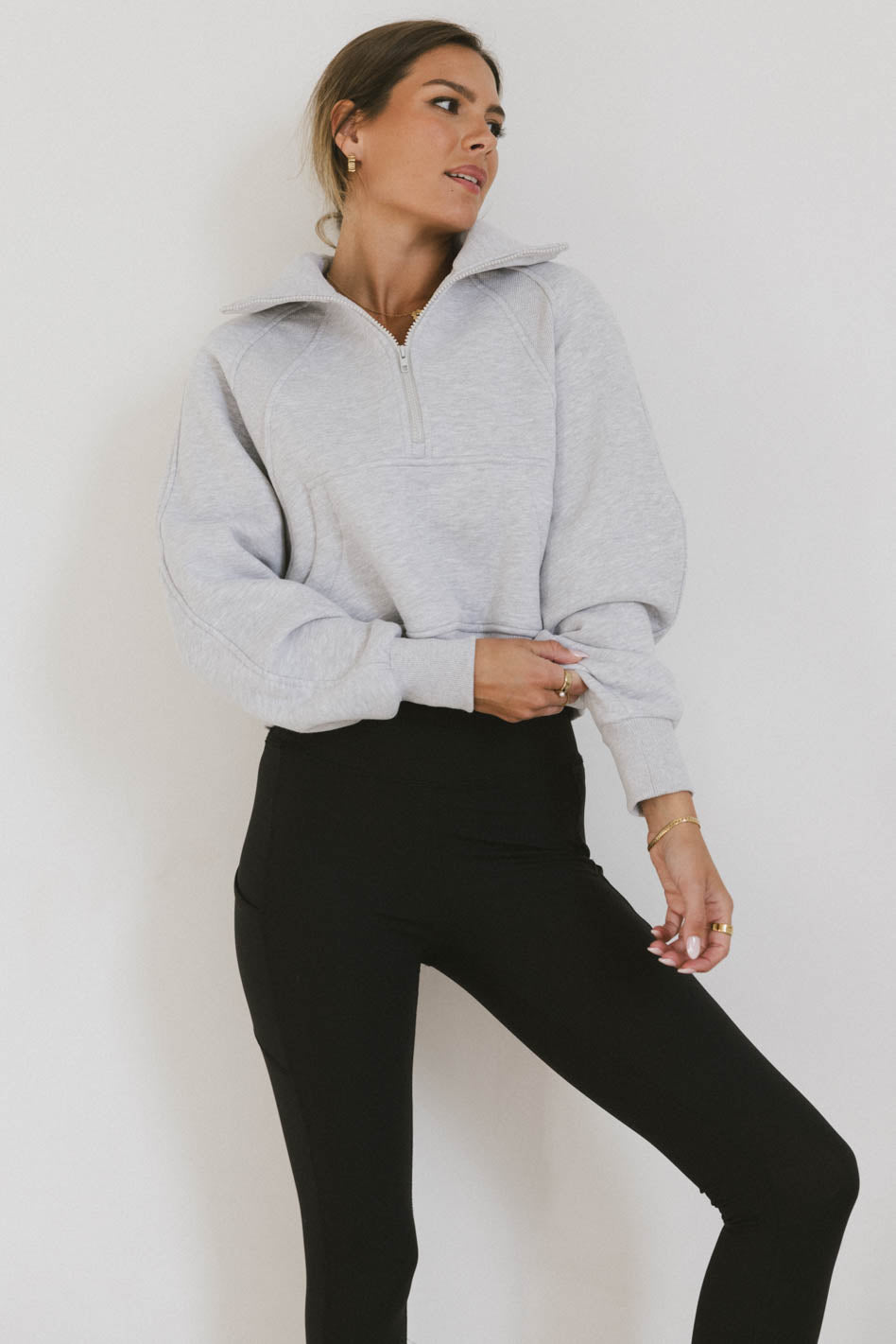 Alyssa Half Zip in Heather Grey - FINAL SALE