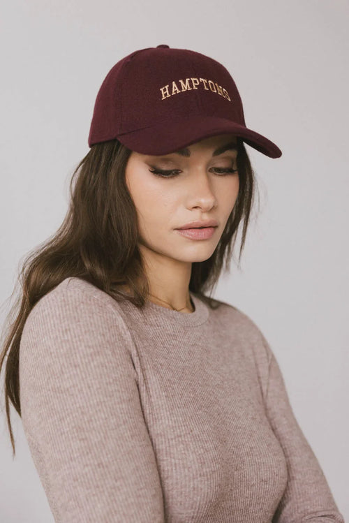 Hamptons Baseball Cap in Burgundy - FINAL SALE