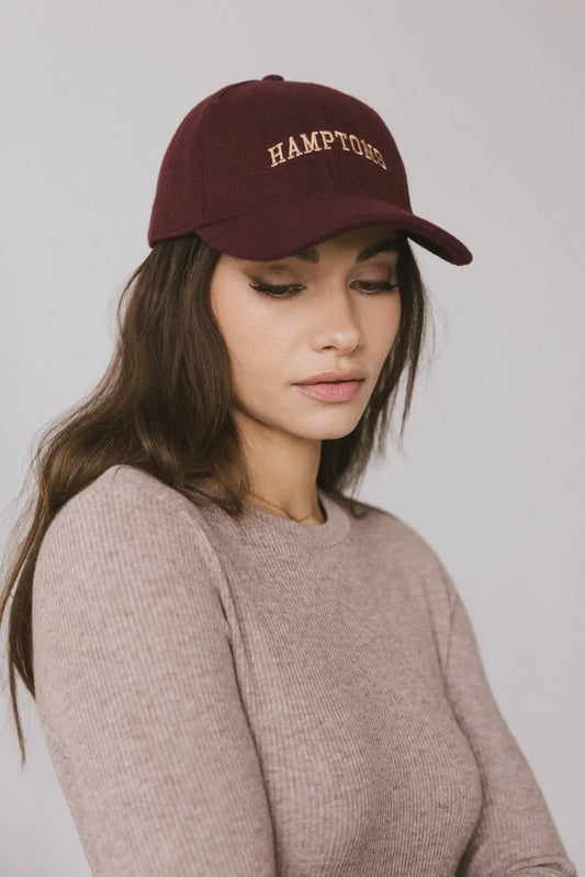 Hamptons Baseball Cap in Burgundy - FINAL SALE