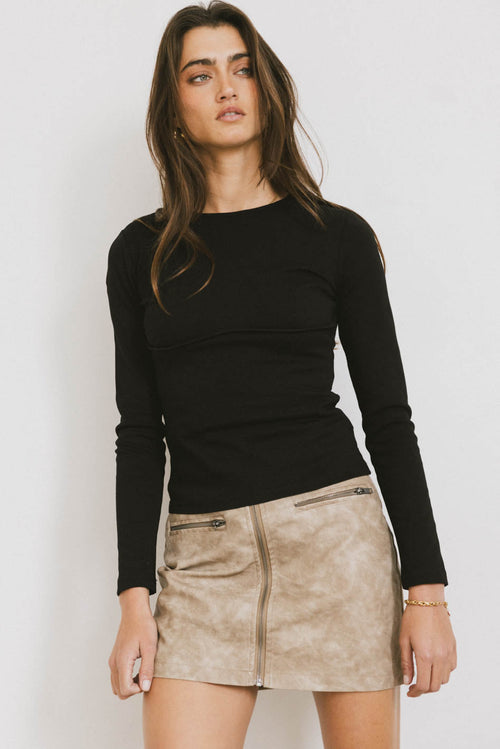 Alexa Long Sleeve Top in Black - FINAL SALE