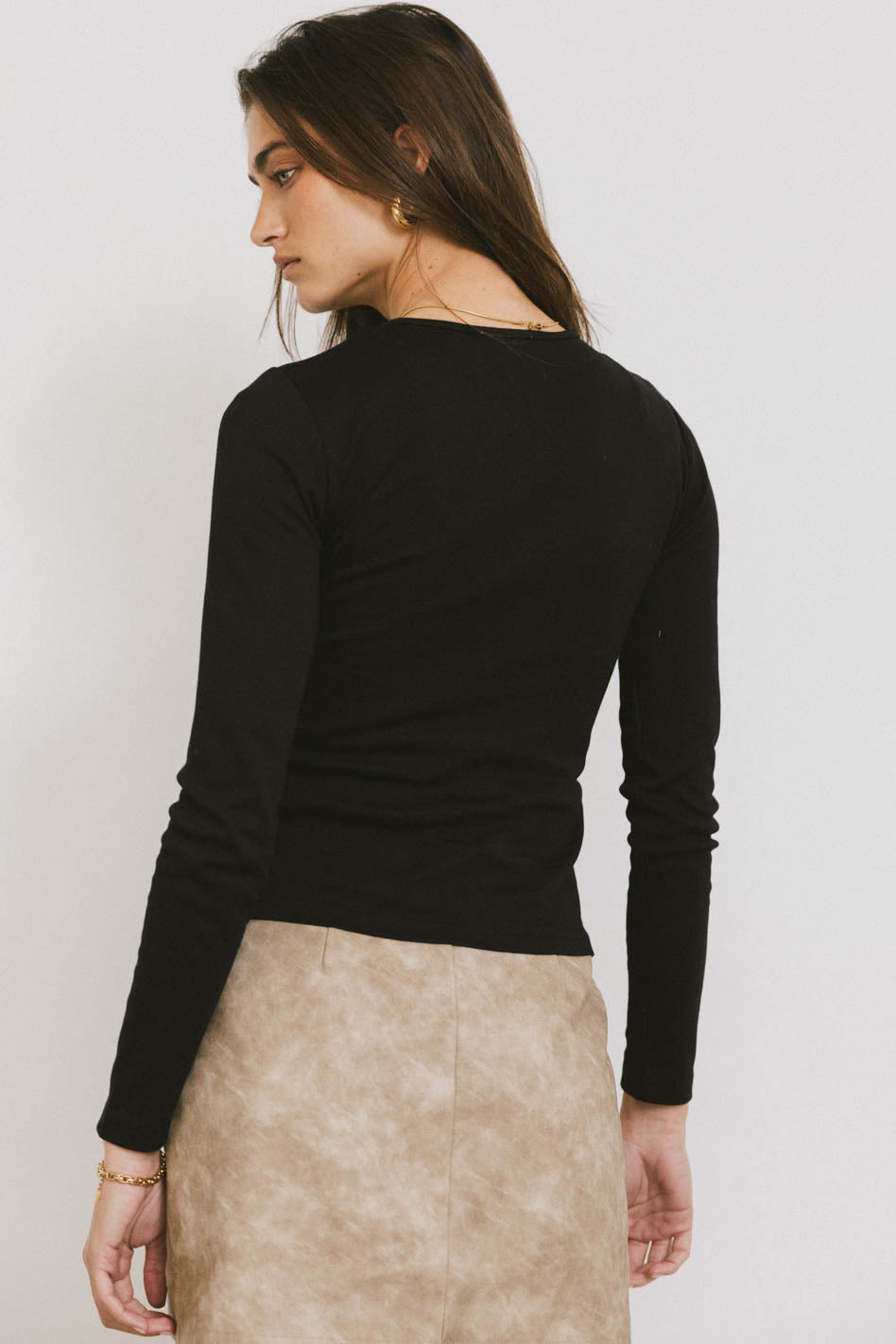 Alexa Long Sleeve Top in Black - FINAL SALE