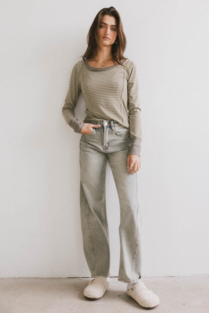 Alexandra Striped Top in Olive - FINAL SALE