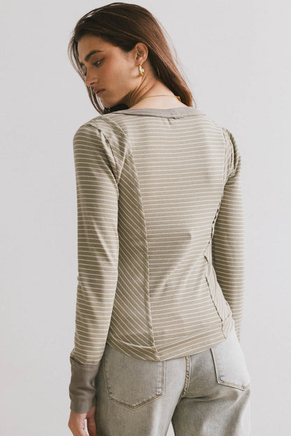 Alexandra Striped Top in Olive - FINAL SALE
