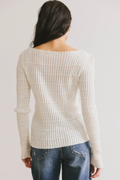 Gemma Sheer Ribbed Top in White - FINAL SALE