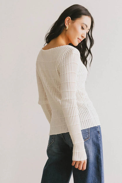 Gemma Sheer Ribbed Top in White - FINAL SALE