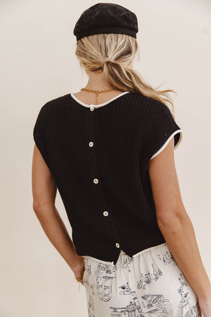 Harmony Contrast Sweater in Black - FINAL SALE