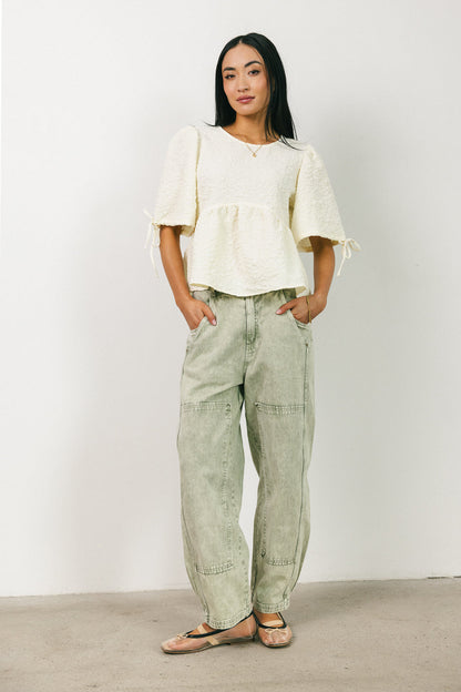 Alessia Peplum Top in Cream - FINAL SALE