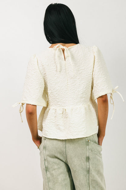 Alessia Peplum Top in Cream - FINAL SALE