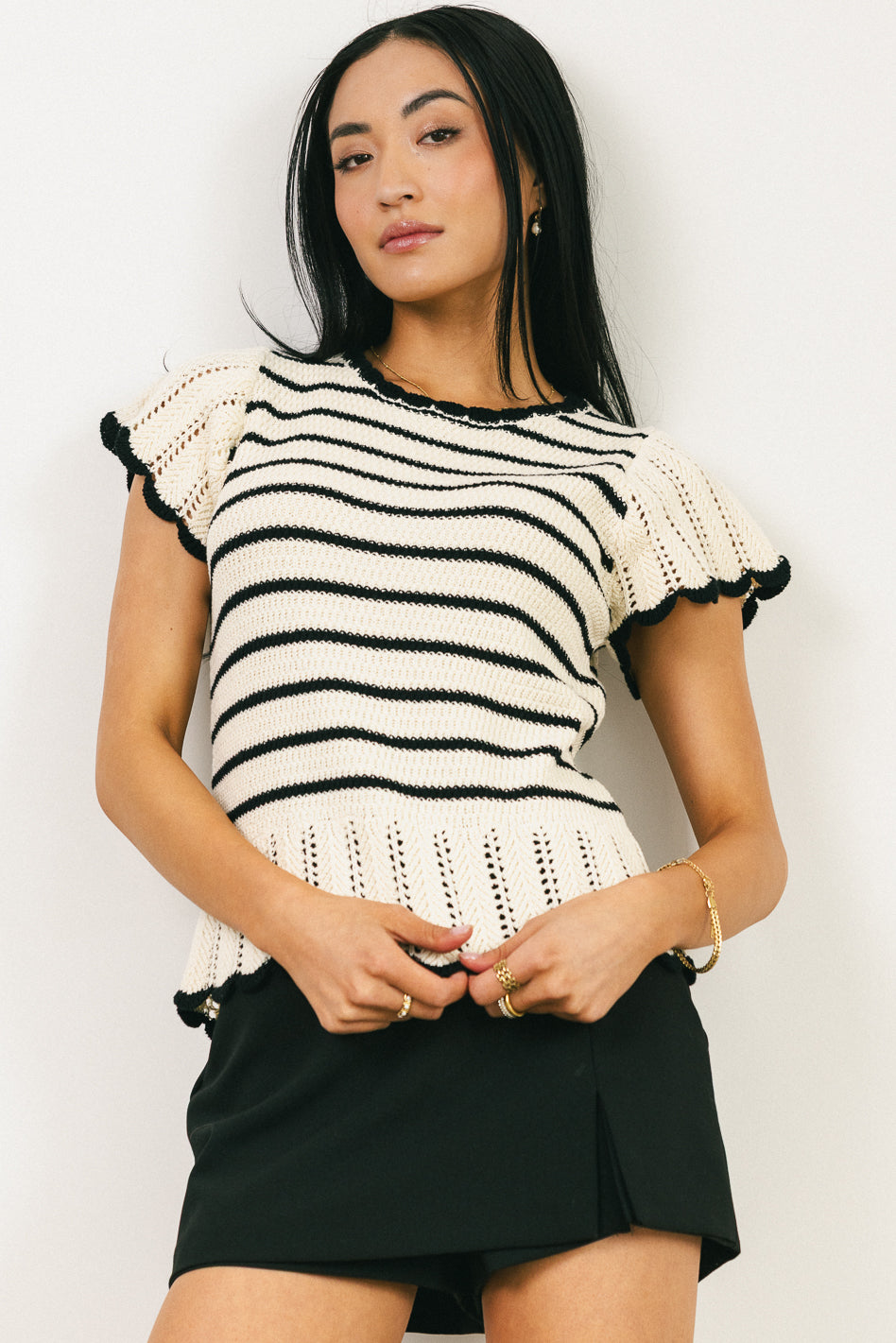 Georgie Striped Sweater in Black - FINAL SALE