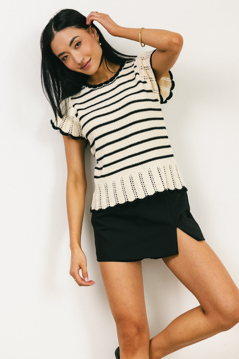 Georgie Striped Sweater in Black - FINAL SALE