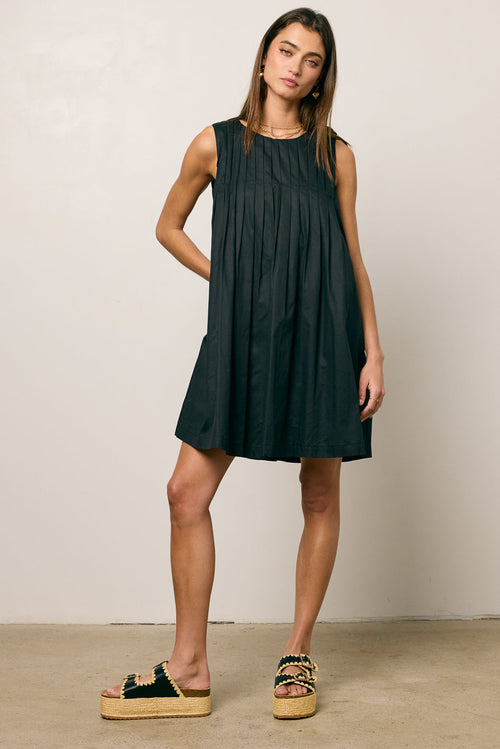 Arizona Pleated Babydoll Dress in Black - FINAL SALE