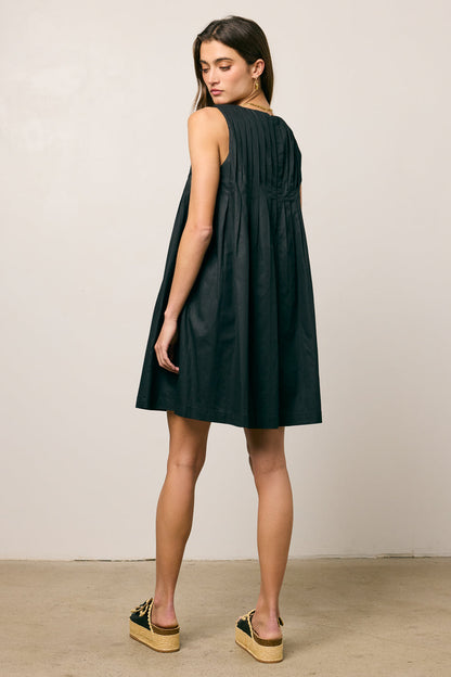 Arizona Pleated Babydoll Dress in Black - FINAL SALE