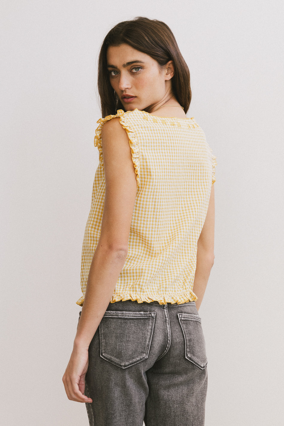 Calvin Gingham Tank in Yellow