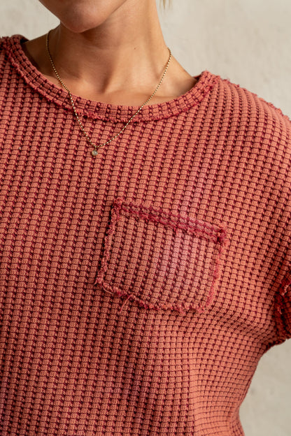 Amaya Knit Tee in Brick - FINAL SALE