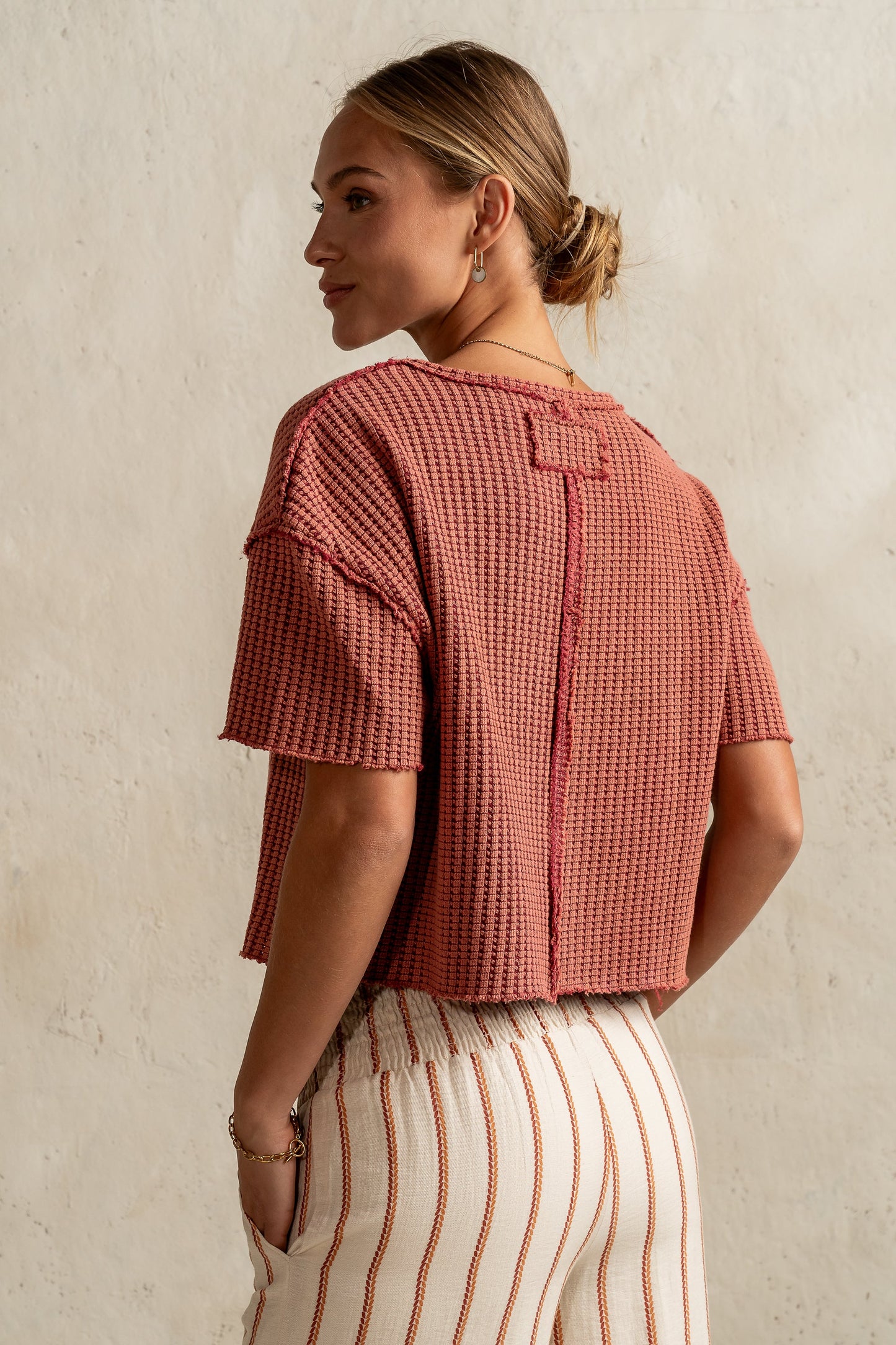 Amaya Knit Tee in Brick - FINAL SALE
