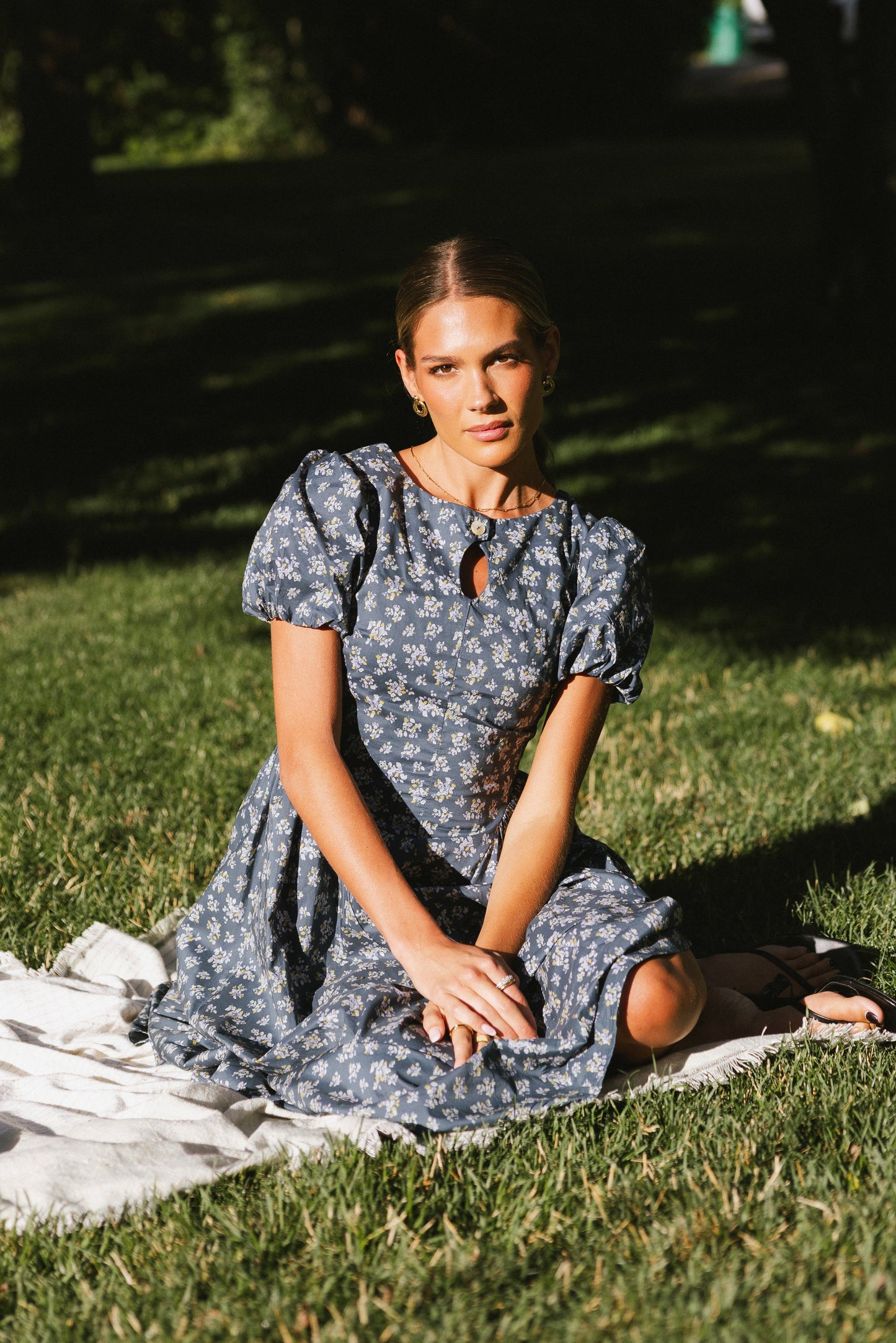Baylor Floral Maxi Dress in Blue- FINAL SALE