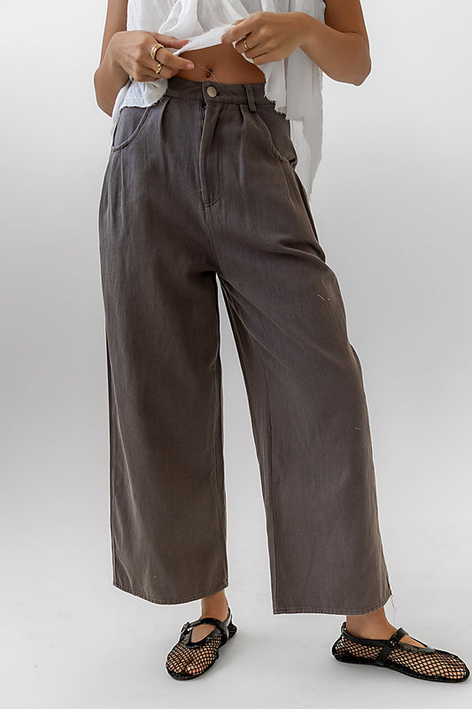 Casey Cropped Wide Leg Pants in Grey - FINAL SALE