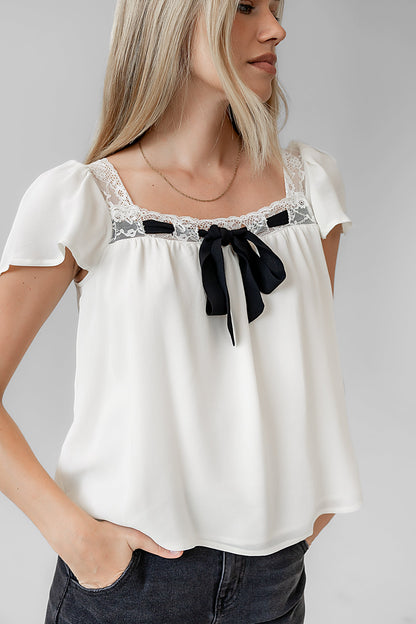Cohen Bow Blouse in Off White - FINAL SALE