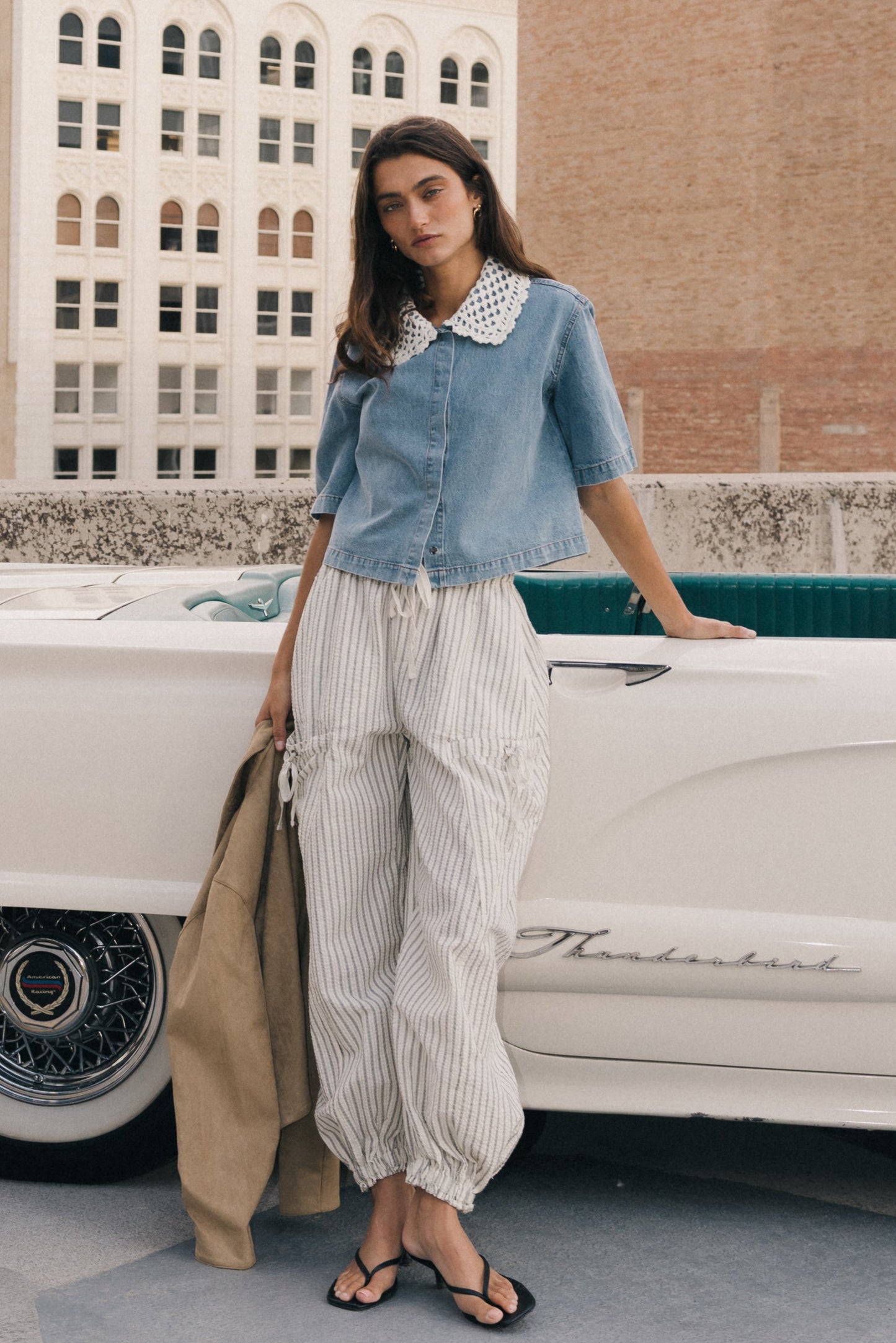 Emory Striped Baggy Pants in Oatmeal - FINAL SALE