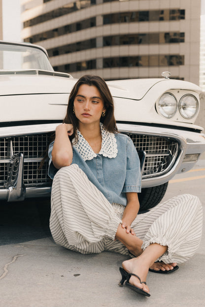 Emory Striped Baggy Pants in Oatmeal - FINAL SALE