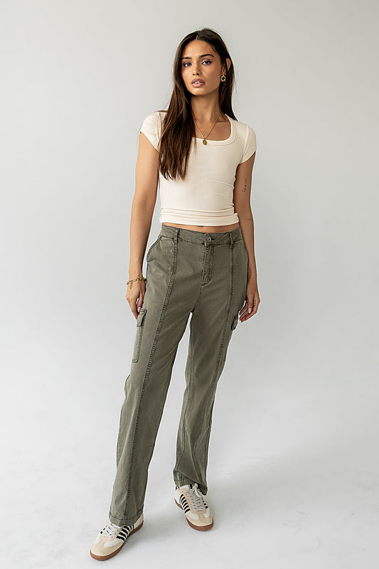 Gracie Straight Leg Pants in Olive - FINAL SALE