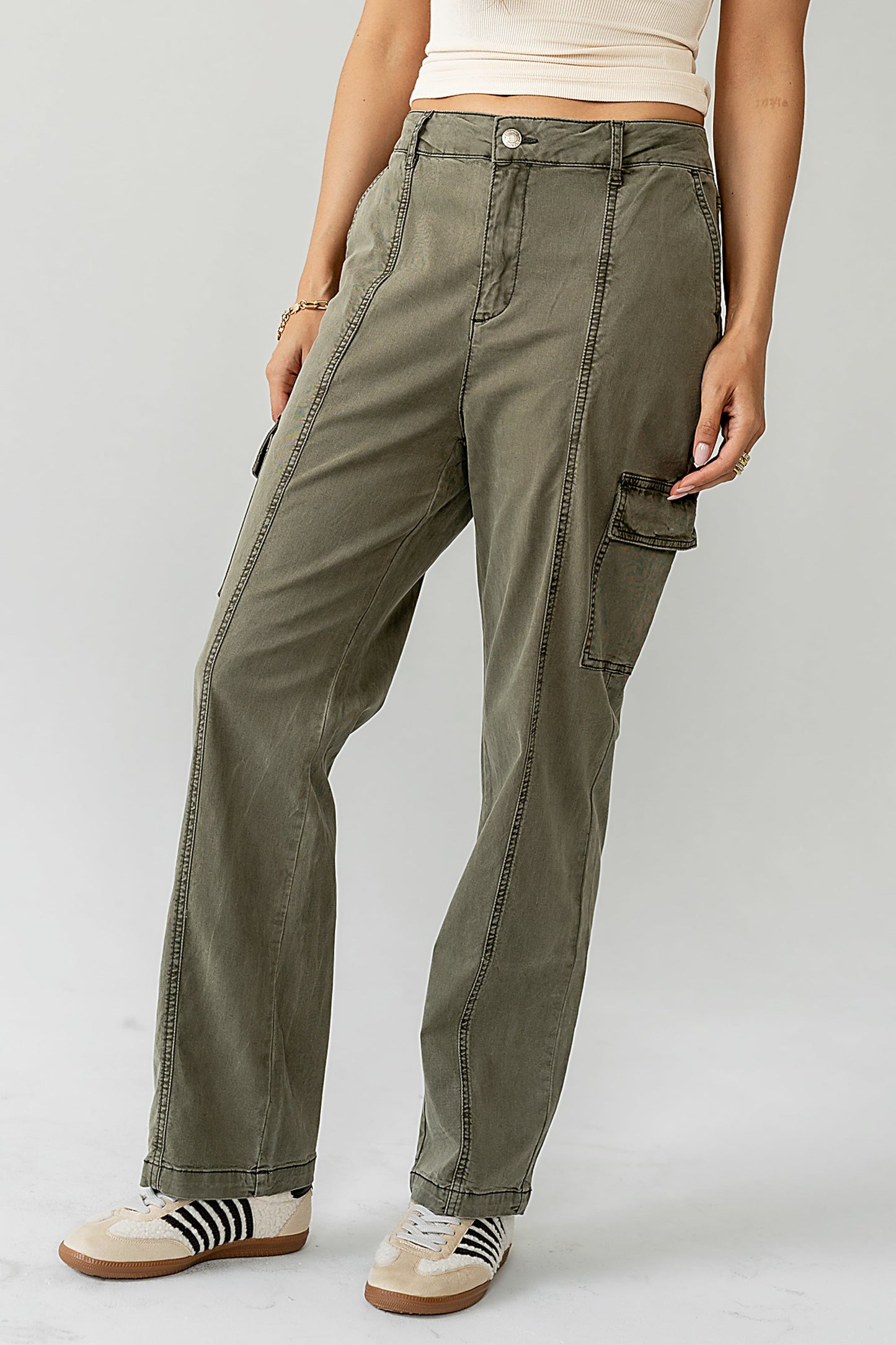 Gracie Straight Leg Pants in Olive - FINAL SALE