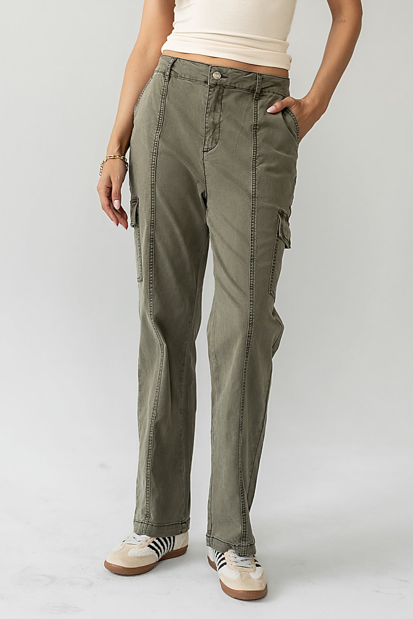 Gracie Straight Leg Pants in Olive - FINAL SALE