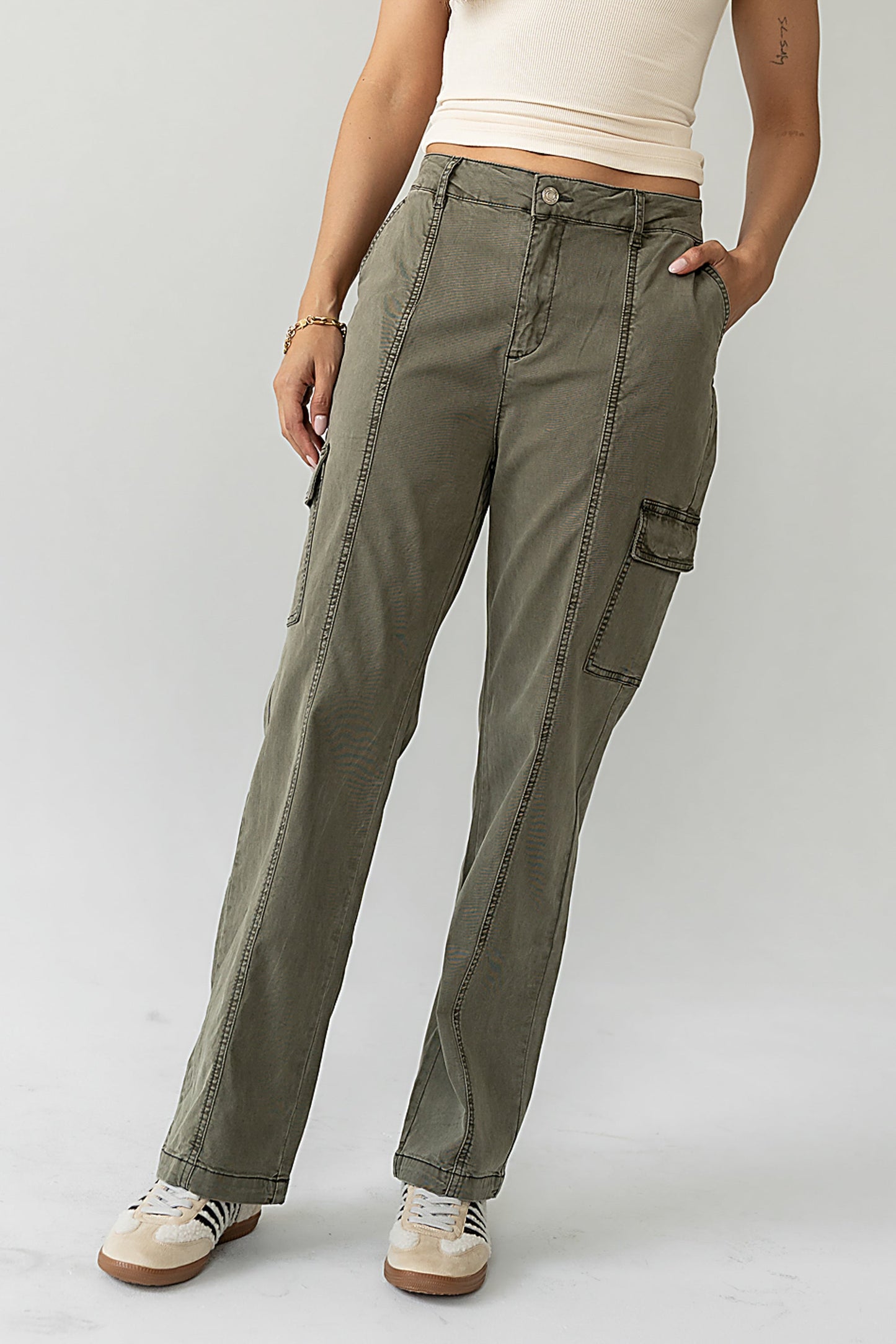 Gracie Straight Leg Pants in Olive - FINAL SALE
