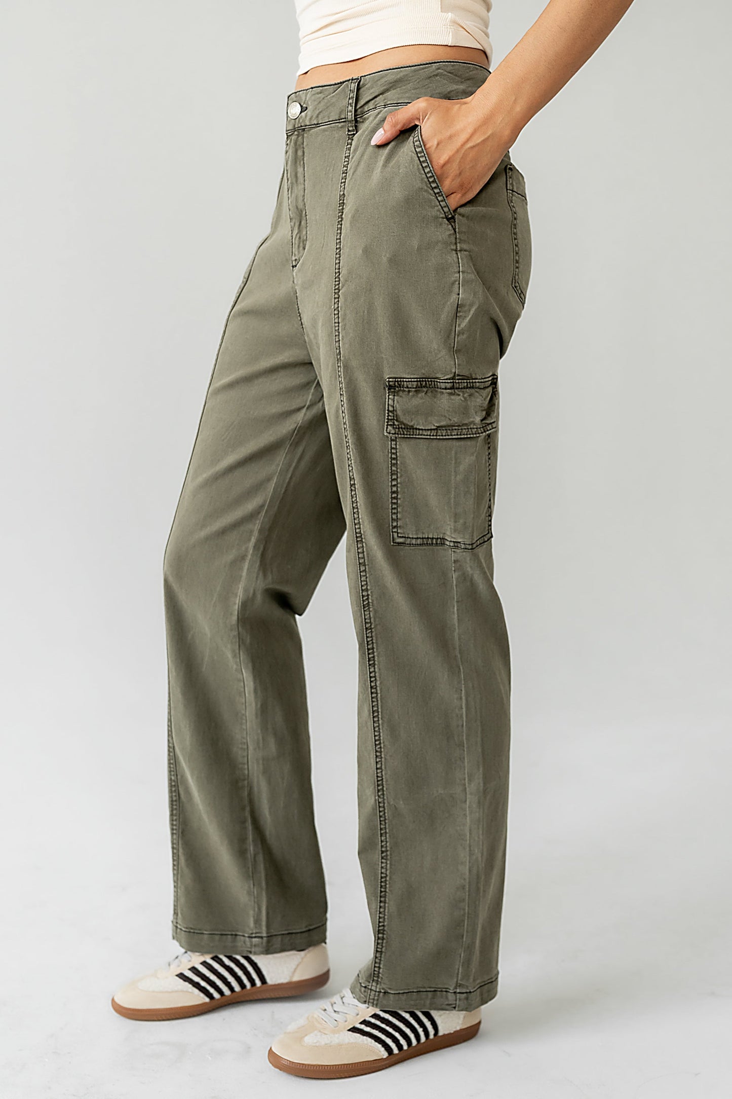 Gracie Straight Leg Pants in Olive - FINAL SALE