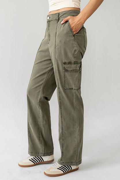 Gracie Straight Leg Pants in Olive - FINAL SALE