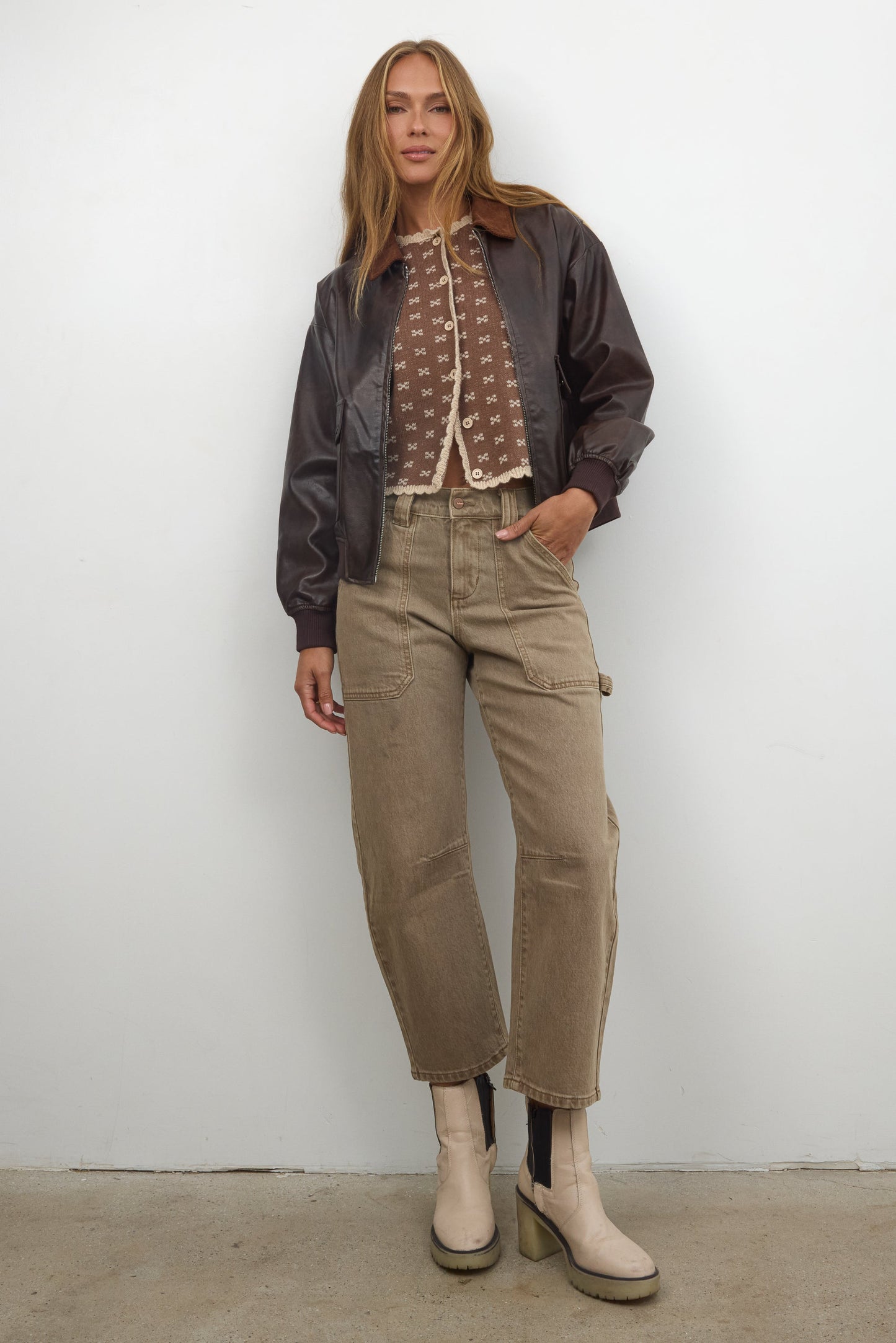 Courtney Scalloped Cardigan in Mocha - FINAL SALE