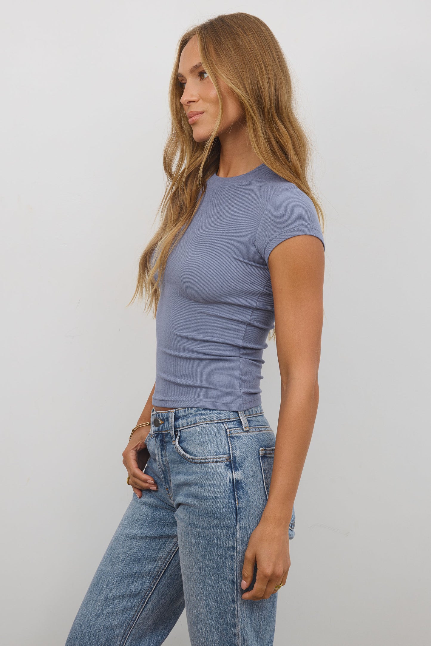 Asher Ribbed Top in Blue